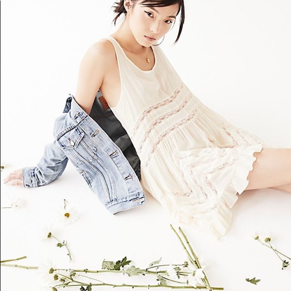 Free People polka dot Voile and Lace Trapeze Slip